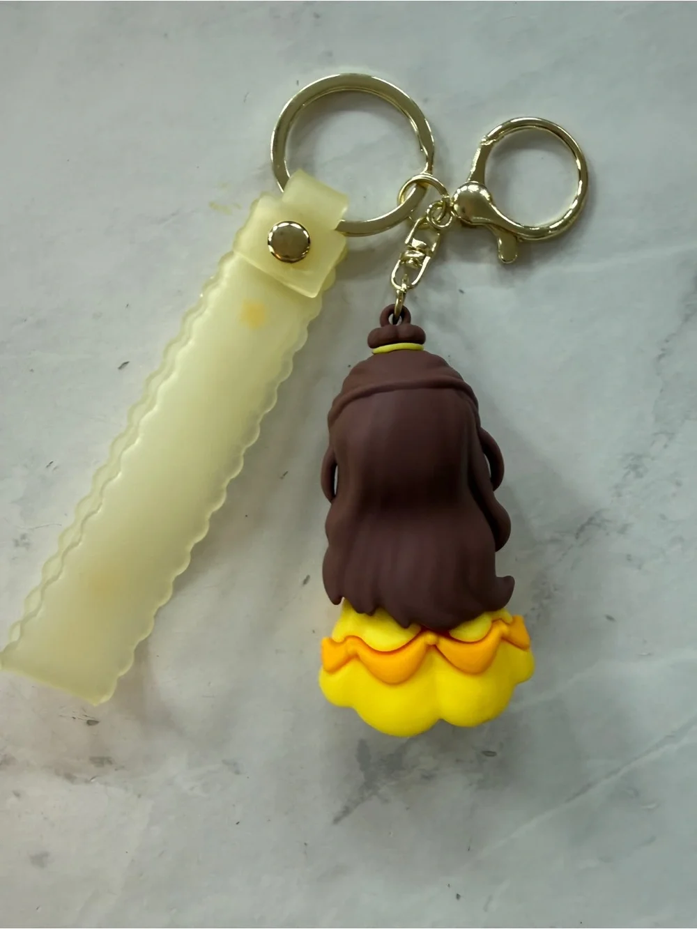 New Disney Princess Belle 3D Silicone Keychain Bag Charm Wristlet